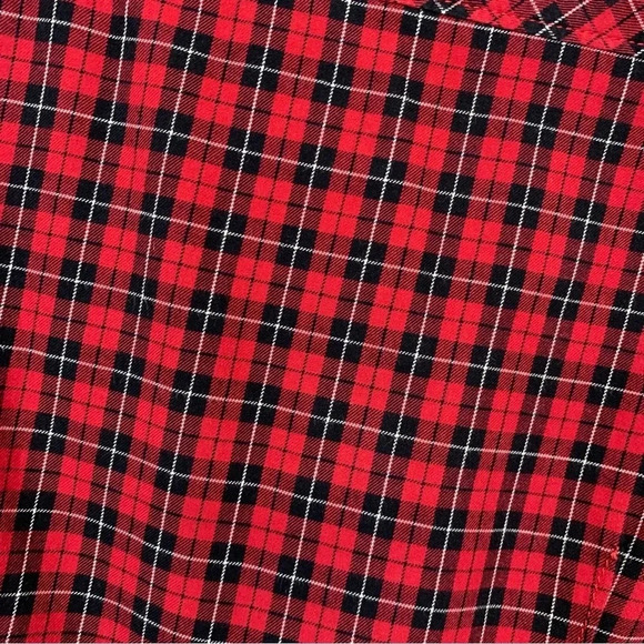 Heritage Shirtings By Bass Shirt Woman Small Red Black Plaid Button Ruffles - Picture 4 of 8